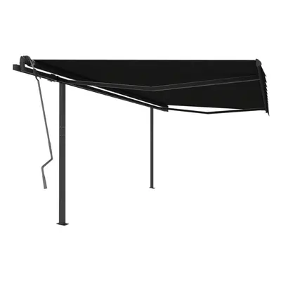 vidaXL Manual Retractable Awning with Posts 4x3 m Anthracite Garden Patio