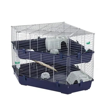 Corner Rabbit Guinea Pig Cage Huge Indoor Double Tier Blue Base