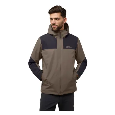 (L, Cold Coffee) Jack Wolfskin Mens Jasper Waterproof Breathable Insulated Jacket