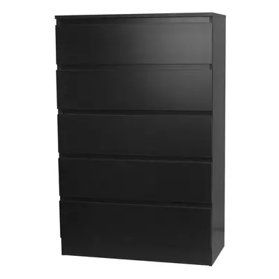 (Black) Drawer Wooden Bedroom Chest Cabinet No Handles