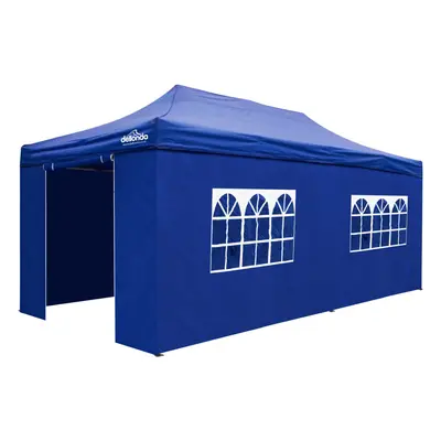 Premium 3x6m Pop-Up Gazebo & Side Walls, Water Resistant, Carry Bag, Stakes & Weight Bags - Blue