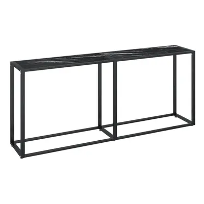 vidaXL Console Table Black Marble Tempered Glass Home End Hall Porch Table