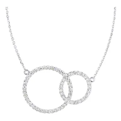 Jewelco London 9ct White Gold Round 1/3ct Diamond Circle Charm Necklace inch 46cm - PNEAXL20034W