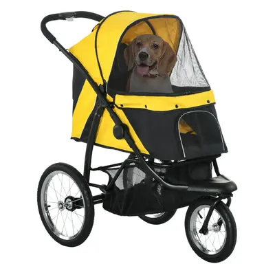 PawHut Wheel Pet Stroller, for Medium Small Dogs, Foldable Cat Pram - Yellow