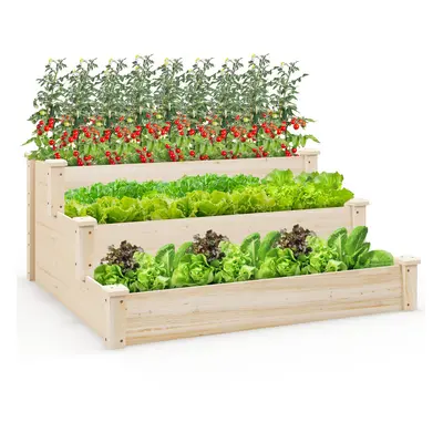 3-tier Raised Garden Bed Tiered Garden Box w/Open-ended Base