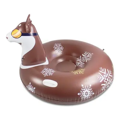 (Coffee) Double Layer Inflatable ELK Snow Sled for Kids and Adults