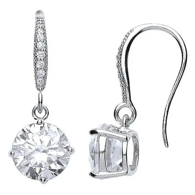 Jewelco London Ladies Sterling Silver Cubic Zirconia Solitaire Drop Earrings - GVE422