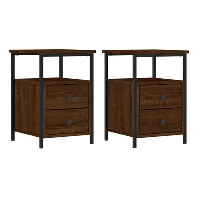 (brown oak) vidaXL Bedside Cabinets Nightstand Bed Table pcs Sonoma Oak Engineered Wood