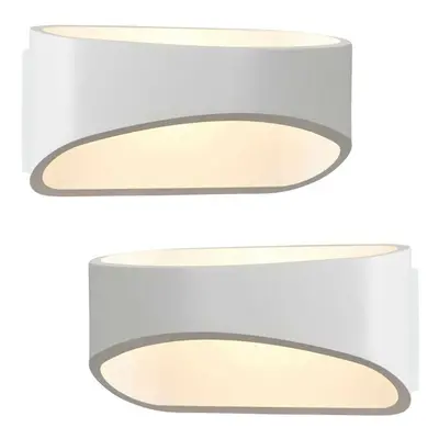 2 PACK Unique LED Wall Light Warm White Matt White Loop Up & Down Bedside Lamp