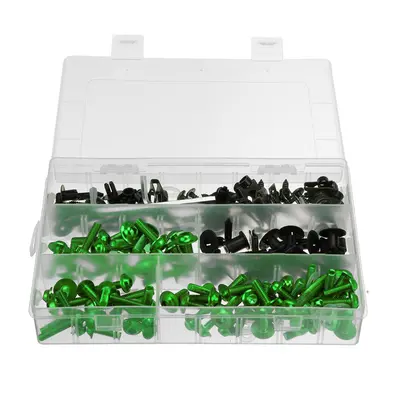 (Green) 198PCS Motorcycle Nylon Washer KitFairing Bolts Screws Retainer Fastener Clips