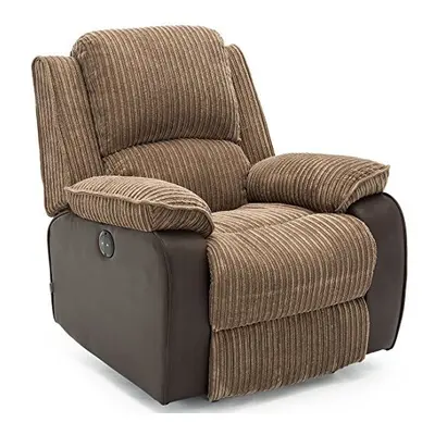 (Brown) Postana Jumbo Cord Fabric Power Recliner Armchair Electric Sofa Reclining Chair