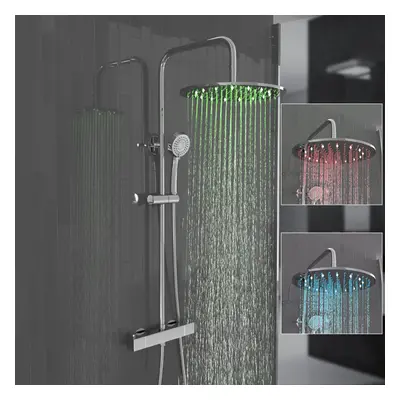 Nes Home Thermostatic Shower Mixer Valve 300mm LED Shower Head, Riser Rail Kit