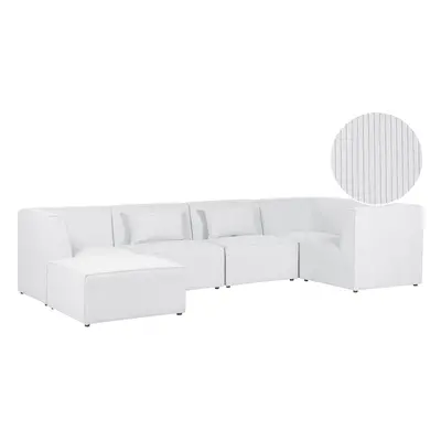 Left Hand Seater Modular Jumbo Cord Corner Sofa with Ottoman Off White LEMVIG