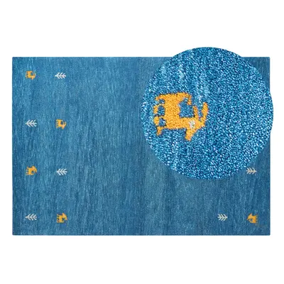 Wool Gabbeh Area Rug x cm Blue CALTI