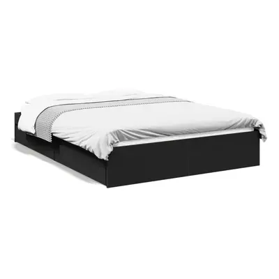 (black, x cm) vidaXL Bed Frame with Drawers Bed Black 135x190 cm Double Engineered Wood