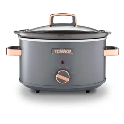 Tower T16042GRY Cavaletto 3,5 Litre Slow Cooker with Heat Settings, Cool Touch Handles, 210W, Gr