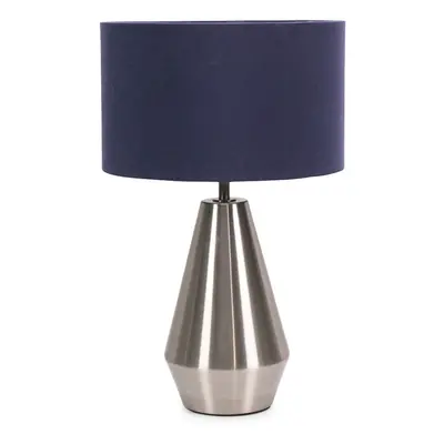 ValueLights Jax Chrome Dimmable Touch Table Lamp with Navy Blue Shade