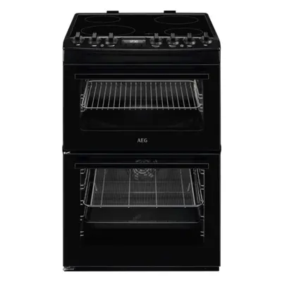 AEG CCX6740ACB 112L Built-in Double Oven with Ceramic Hobs - Black