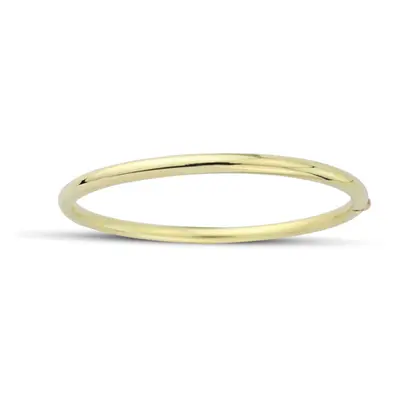 Jewelco London Ladies 9ct Yellow Gold Hollow 4mm Round Tube Oval Bangle Bracelet - BNNR02376