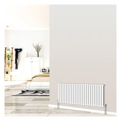 (Horizontal 600x1416mm - Single) NRG White Designer Radiator Premium Oval Column Central Heating