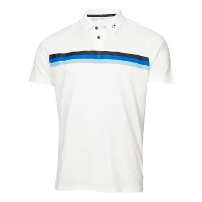 (XL, White/Blue) Calvin Klein Mens Parker Moisture Wicking Lighweight Golf Polo Shirt