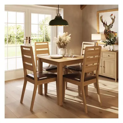 Oak Square Dining Table Set Chairs Compact Furniture