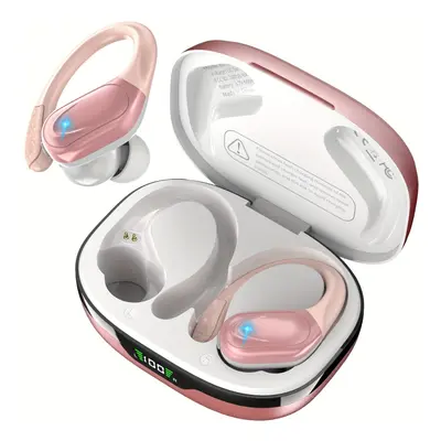 (Pink) Noise Cancelling IPX7 Waterproof Wireless Earphones With Charging Case Charging Display F