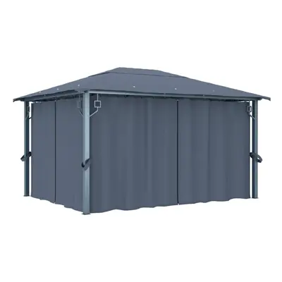 vidaXL Gazebo with Curtain 400x300cm Anthracite Aluminium Canopy Pavilion