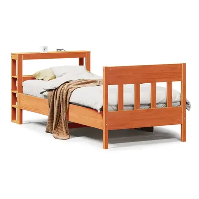 vidaXL Bed Frame & Headboard Wax Brown 75x190 cm Small Single Solid Wood Pine