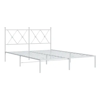 (white, 140x200 cm/with headboard) vidaXL Metal Bed Frame with Headboard and Footboard Bed Base 