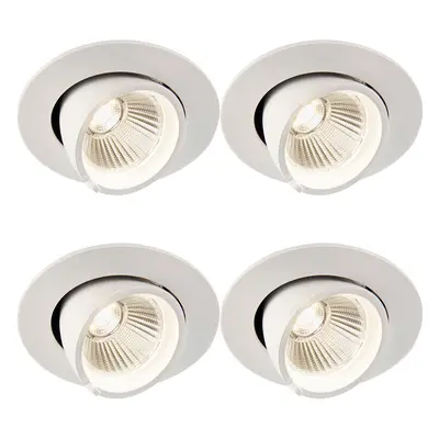 4 PACK Fully Adjustable Ceiling Downlight - 9W Cool White LED - Matt White