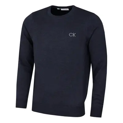 (3XL, Navy Marl) Calvin Klein Mens Round Neck Tour Durable Soft Touch Comfort Golf Sweater