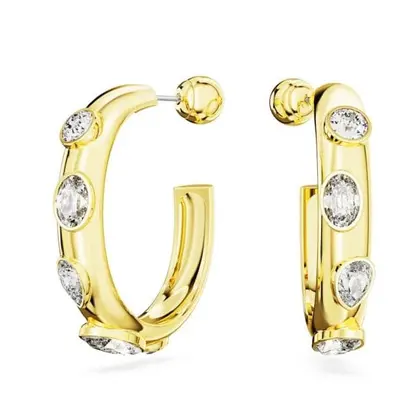 Swarovski Dextera Mixed Cuts White Gold-tone Plated Hoop Earrings