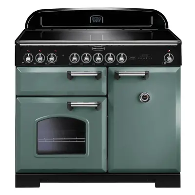 Rangemaster CDL100EIMG/C Classic Deluxe Mineral Green with Chrome Trim 100cm Induction Range Coo