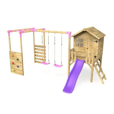 (Playhouse, Swings, Monkey Bars, Deck & 6FT Slide Â Venus, Purple) Rebo Children's Orchard 4ft 