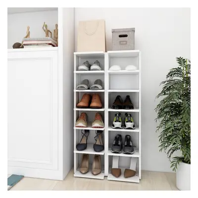 vidaXL 2x Shoe Cabinets White Engineered Wood Household Shoe Storage Shelf