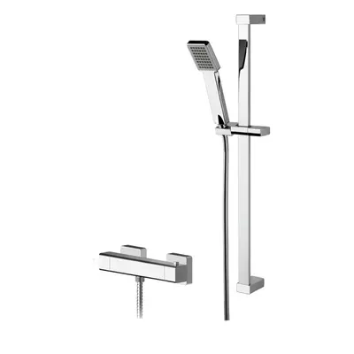 Empire Square Thermostatic Bar Valve and Rectangular Slide Rail Kit Shower Bundle - Chrome - Bal