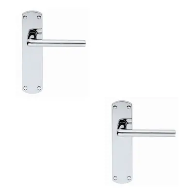 2x Rounded Straight Bar Handle on Latch Backplate x 42mm Polished Chrome