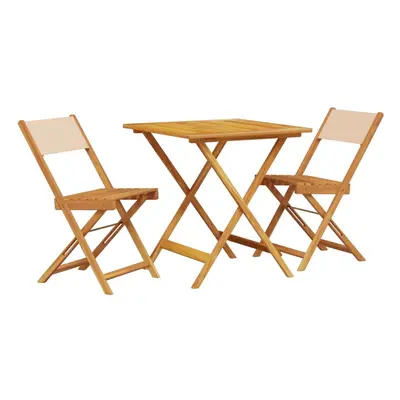 vidaXL Bistro Set Piece Bar Set Balcony set Beige Fabric and Solid Wood