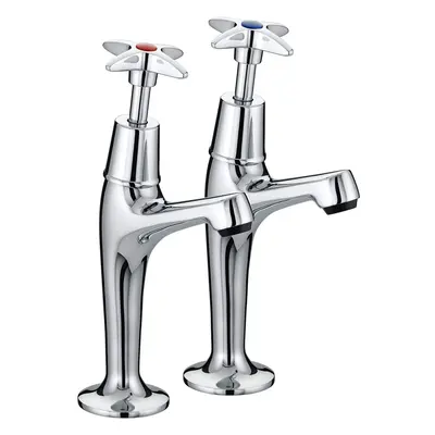 Bristan VAX HNK C Value Crosshead High Neck Kitchen Sink Pillar Taps, Chrome