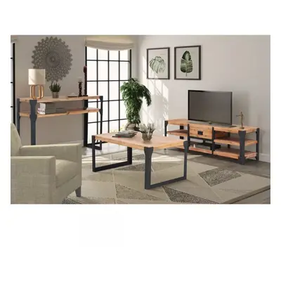 vidaXL pcs Solid Acacia Wood Living Room Furniture Set TV Stand Tables