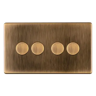 4 Gang Rotary Dimmer Switch Way LED SCREWLESS ANTIQUE BRASS Light Dimming Wall