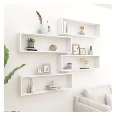 vidaXL 4x Wall Cube Shelf White Engineered Wood Storage Hanging Floating Shelf