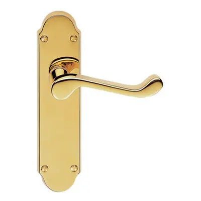 PAIR Victorian Upturned Handle on Latch Backplate x 42mm Stainless Brass