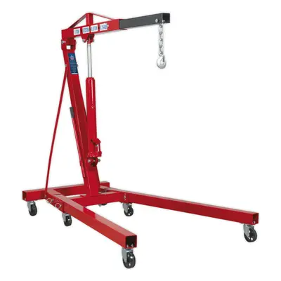 1 Tonne Folding Engine Crane - Side Pump Access - Heavy Duty Castors - Workshop