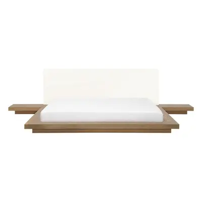 Bed Faux Leather ZEN x cm (EU Super King) Natural Ash Wood