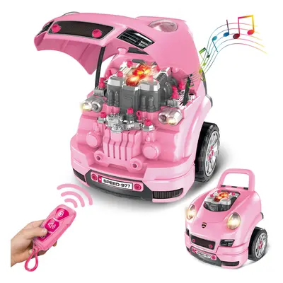 Pink Take Apart Building Truck Pretend Play Realistic Mechanic Toy w/Remote Control Key Gift wit