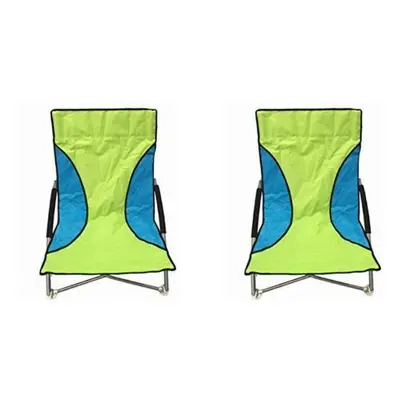 2 Green Nalu Folding Low Seat Beach Chairs