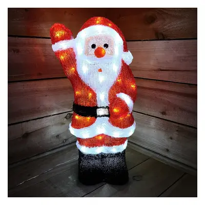 54.5cm Acrylic Santa w/70 Ice White LEDs/Right Arm Raised