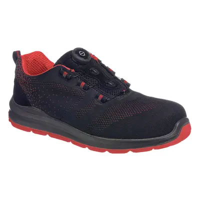 (Black/Red, UK 4) Portwest Compositelite Wire Lace Safety Trainer Knit S1P